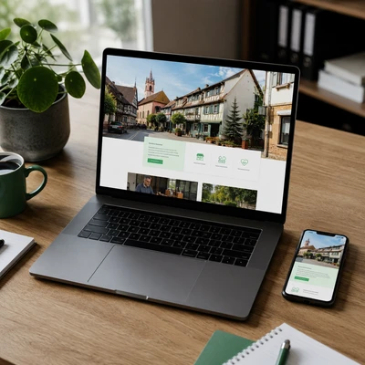 Neue Webseite auf Bildschirm und Telefon